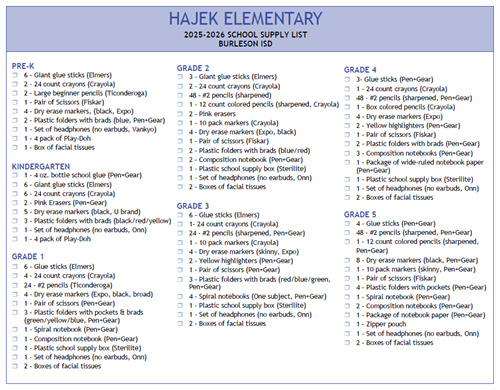  Photo of 2025-2026 School Supply Lists